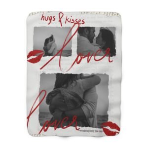 Hugs & Kisses Love Photo Sherpa Fleece Blanket | Romantic Couple Collage