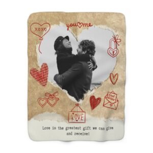 You & Me Love is the Greatest Gift Photo collage Sherpa Blanket | Hearts Mail